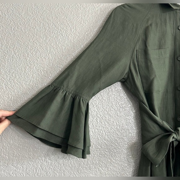 Derek Lam 10 Crosby Olive Green Grommet Hem Mini Dress sz 4 - Picture 9 of 14